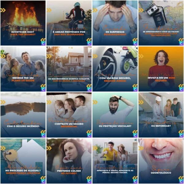 Pack Canva Corretora de Seguros Template Canva 200 Artes + Legendas