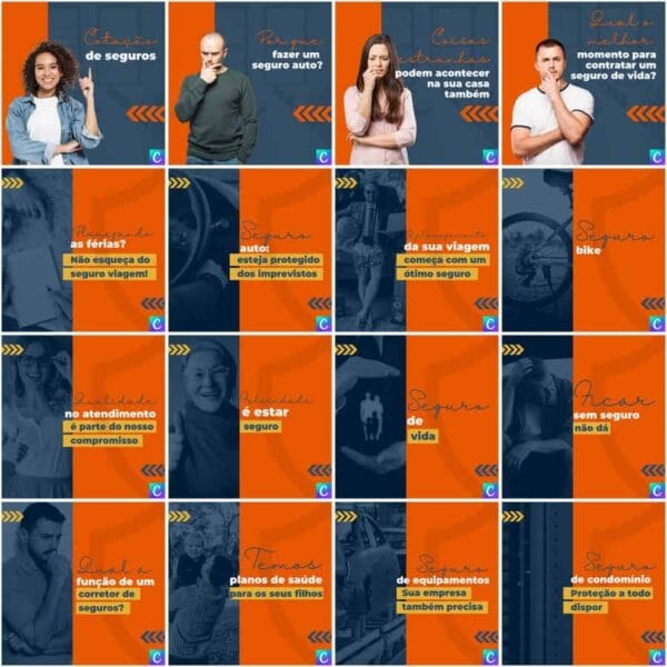 Pack Canva Corretora de Seguros Template Canva 200 Artes + Legendas