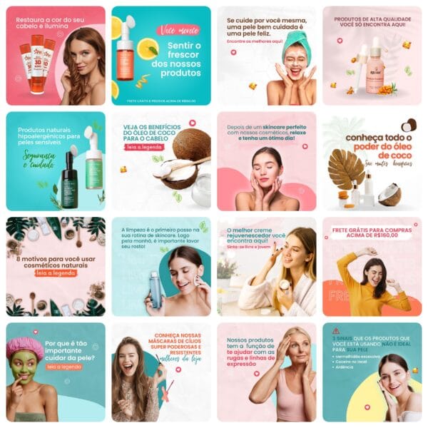 Pack Canva Cosmético Template Canva 30 Artes + Bônus