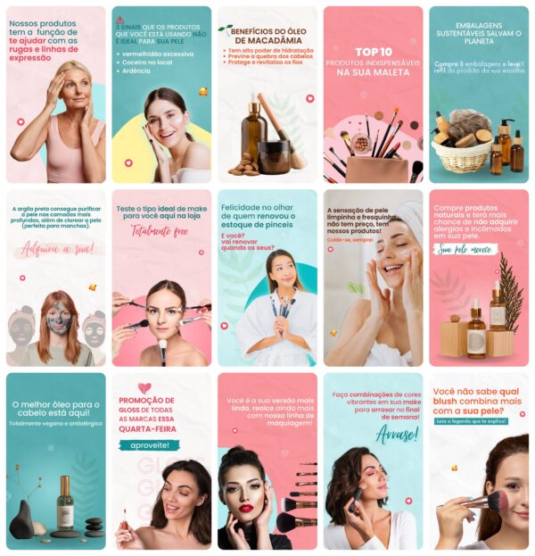Pack Canva Cosmético Template Canva 30 Artes Storie + Bônus