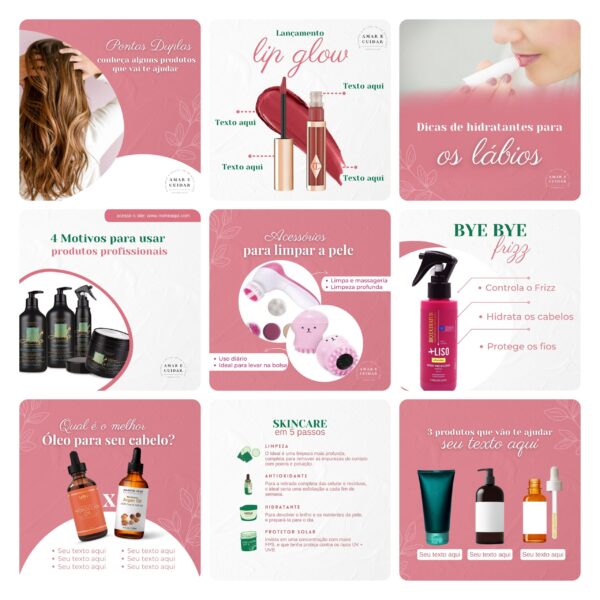 Pack Canva Cosméticos Saúde Template Canva 30 Artes + Bônus