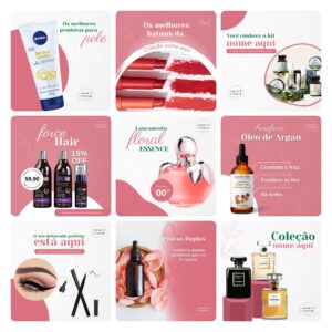 Pack Canva Cosméticos Saúde Template Canva 30 Artes + Bônus