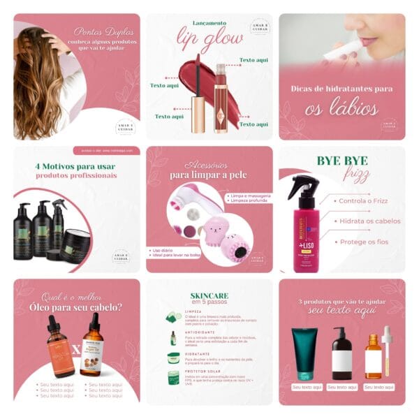 Pack Canva Cosméticos Saúde Template Canva 30 Artes + Bônus