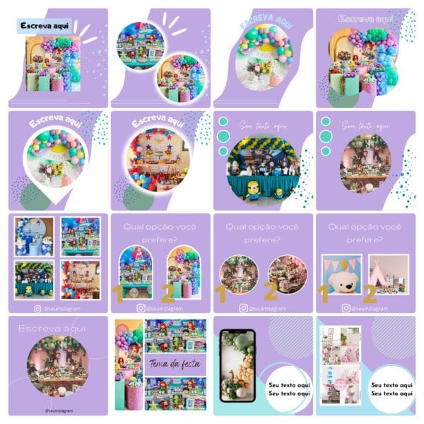 Pack Canva Decoração de Festas Template Canva 65 Artes + Bônus
