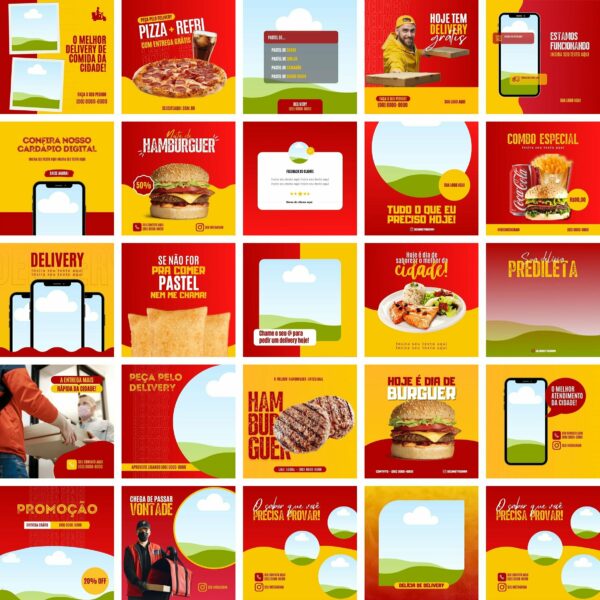 Pack Canva Delivery Entregas Template Canva 25 Artes + Bônus
