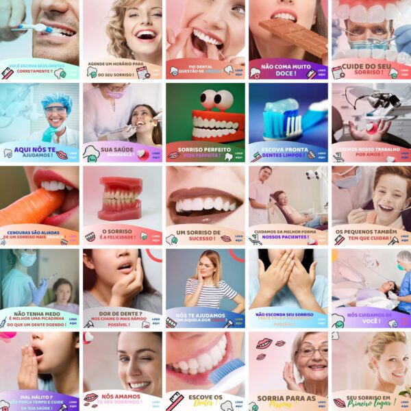 Pack Canva Dentista Odonto 3.0 Template Canva 50 Artes + Bônus