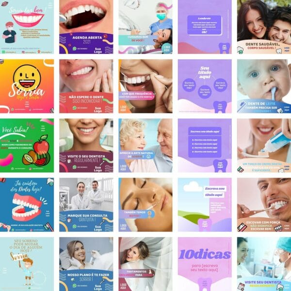 Pack Canva Dentista Odonto Template Canva 230 Artes + Bônus