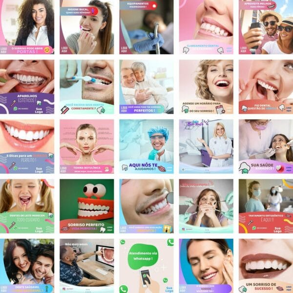 Pack Canva Dentista Odonto Template Canva 230 Artes + Bônus