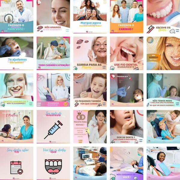 Pack Canva Dentista Odonto Template Canva 230 Artes + Bônus