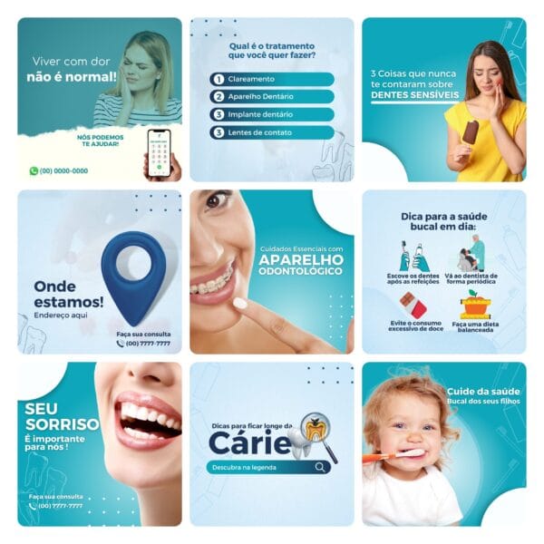Pack Canva Dentista Odonto Template Canva 30 Artes + Bônus
