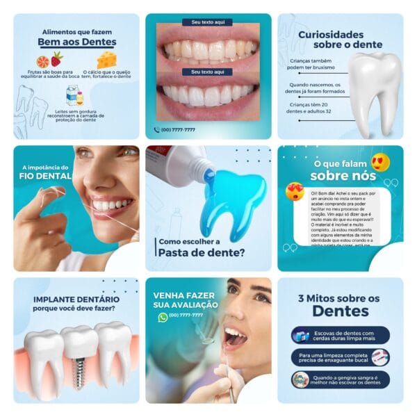 Pack Canva Dentista Odonto Template Canva 30 Artes + Bônus