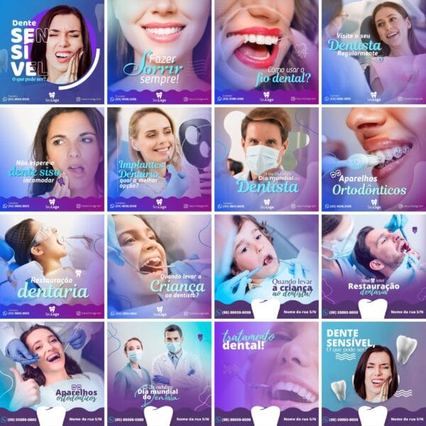Pack Canva Dentista Odonto Template Canva 90 Artes + Bônus