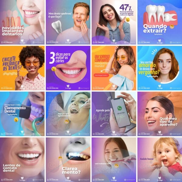 Pack Canva Dentista Odonto Template Canva 90 Artes + Bônus