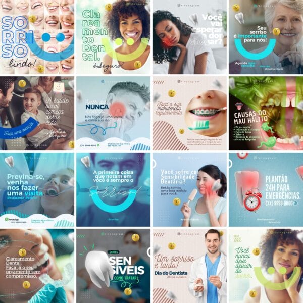 Pack Canva Dentista Odonto Template Canva 90 Artes + Bônus