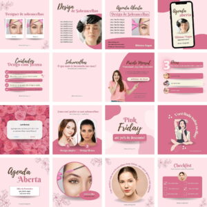 Pack Canva Design de Sobrancelhas Template Canva 70 Artes + Bônus