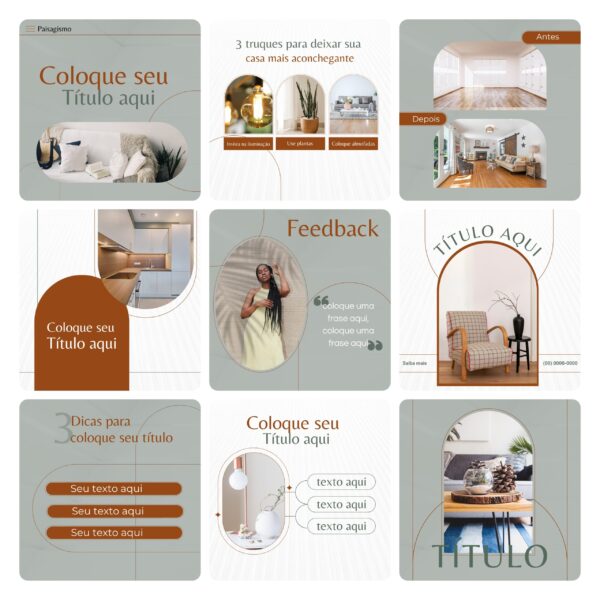 Pack Canva Designer de Interiores Template Canva 30 Artes + Bônus