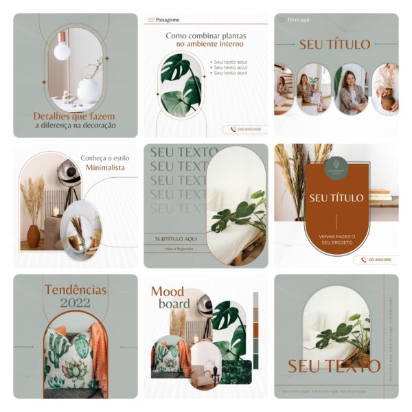 Pack Canva Designer de Interiores Template Canva 30 Artes + Bônus