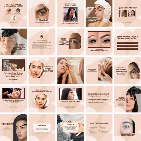 Pack Canva Designer de Sobrancelhas Template Canva 200 Artes + Bônus