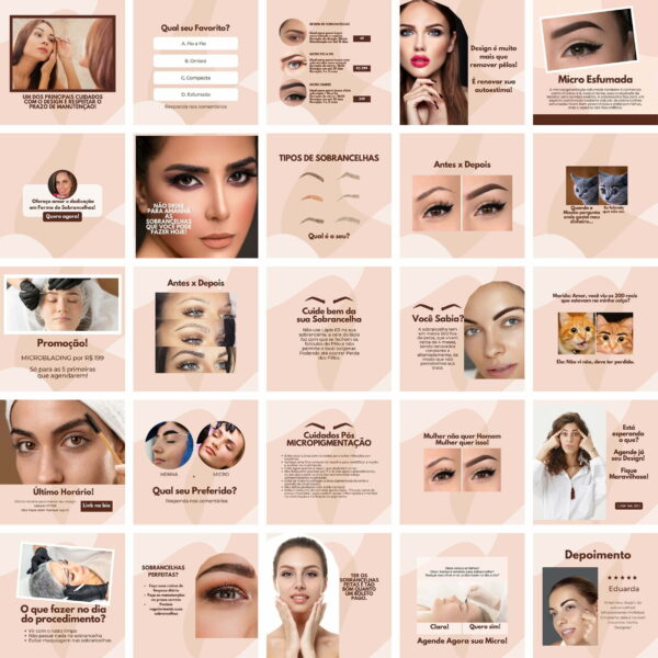 Pack Canva Designer de Sobrancelhas Template Canva 200 Artes + Bônus