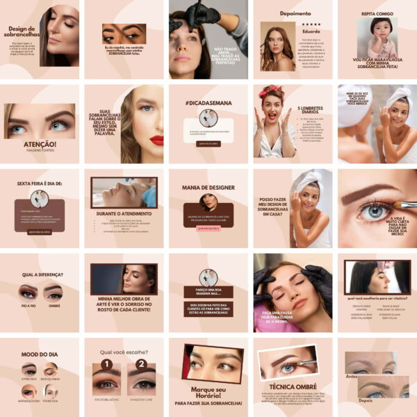 Pack Canva Designer de Sobrancelhas Template Canva 200 Artes + Bônus