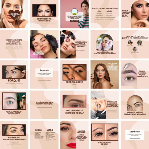 Pack Canva Designer de Sobrancelhas Template Canva 200 Artes + Bônus