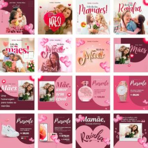 Pack Canva Dia das Mães Template Canva 42 Artes + Bônus