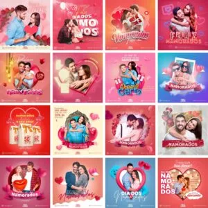 Pack Canva Dia dos Namorados Template Canva 16 Artes + Bônus