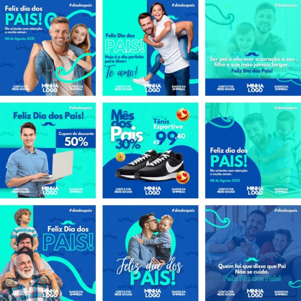 Pack Canva Dia dos Pais Template Canva 18 Artes + Bônus