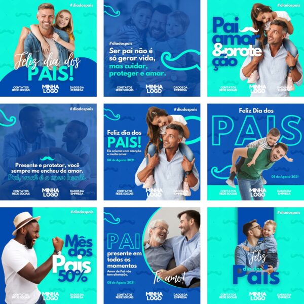 Pack Canva Dia dos Pais Template Canva 18 Artes + Bônus