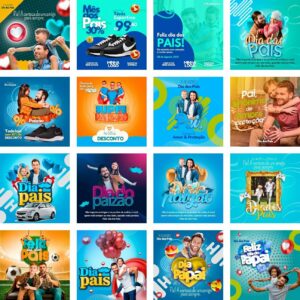 Pack Canva Dia dos Pais Template Canva 32 Artes + Bônus