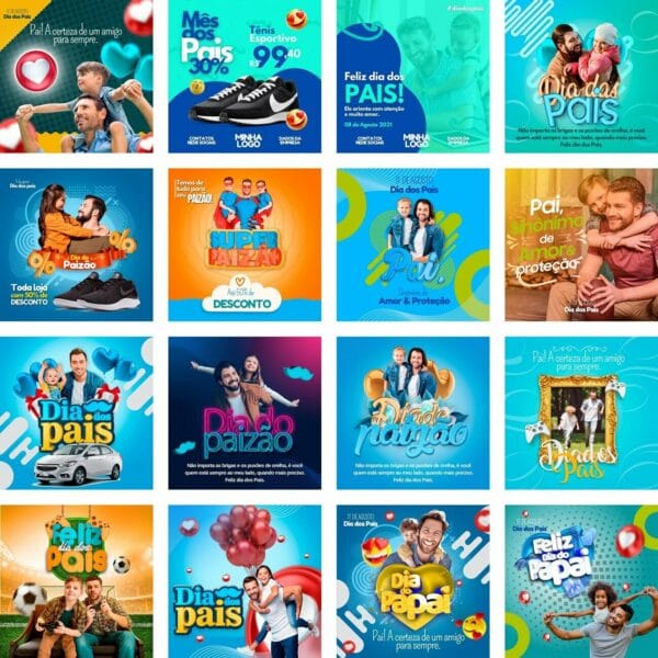 Pack Canva Dia dos Pais Template Canva 32 Artes + Bônus