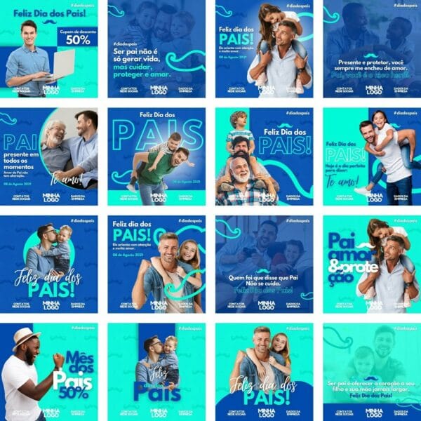 Pack Canva Dia dos Pais Template Canva 32 Artes + Bônus