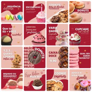Pack Canva Doceria Doce Template Canva 24 Artes + Bônus
