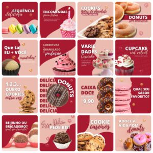 Pack Canva Doceria Doce Template Canva 24 Artes + Bônus