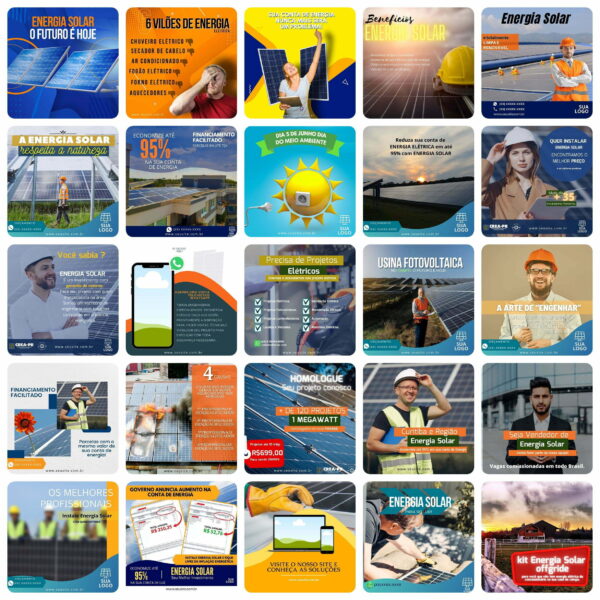 Pack Canva Energia Solar Template Canva 200 Artes + Bônus