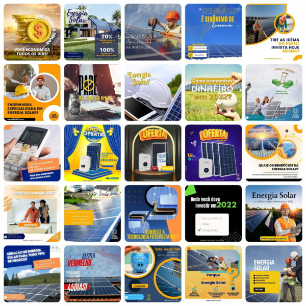 Pack Canva Energia Solar Template Canva 200 Artes + Bônus