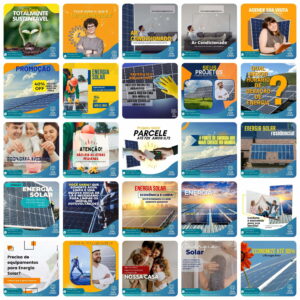 Pack Canva Energia Solar Template Canva 200 Artes + Bônus