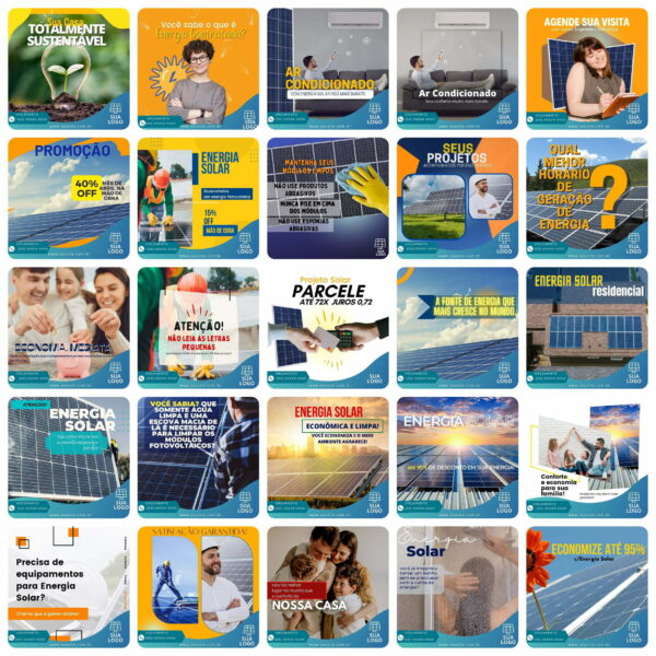 Pack Canva Energia Solar Template Canva 200 Artes + Bônus