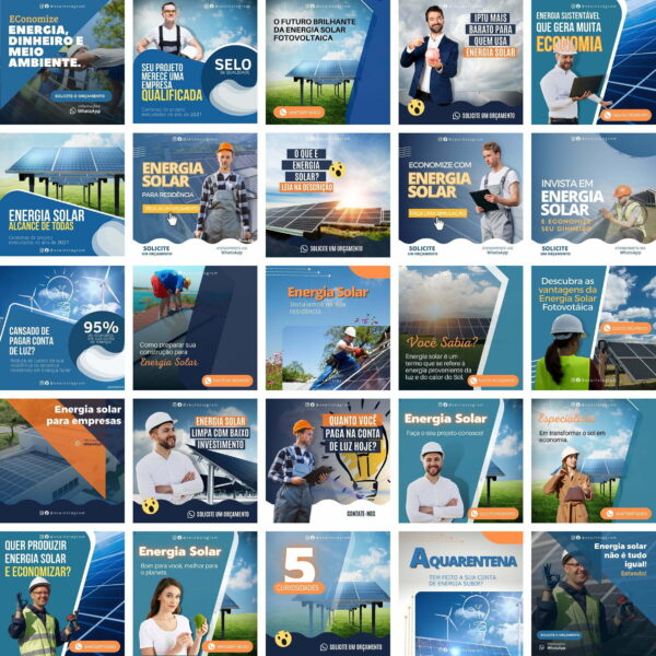 Pack Canva Energia Solar Template Canva 25 Artes + Bônus