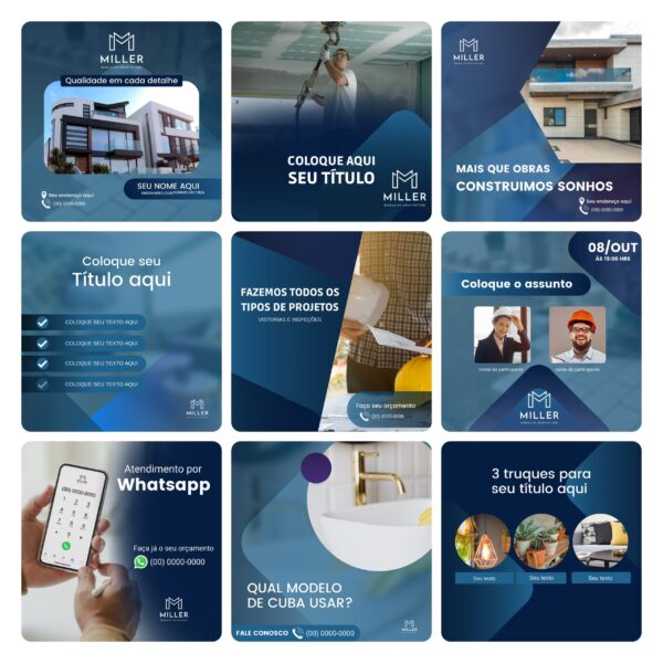 Pack Canva Engenharia Civil Template Canva 30 Artes + Bônus