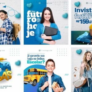 Pack Canva Escola Volta As Aulas Template Canva 6 Artes + Bônus