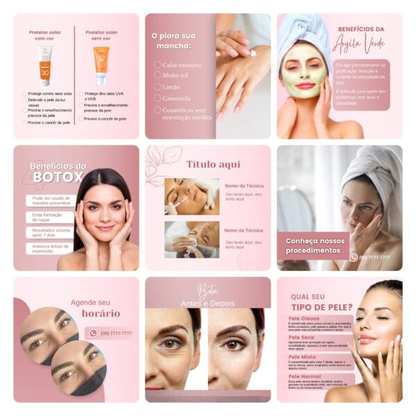 Pack Canva Estética Beleza 3.0 Template Canva 60 Artes + Bônus