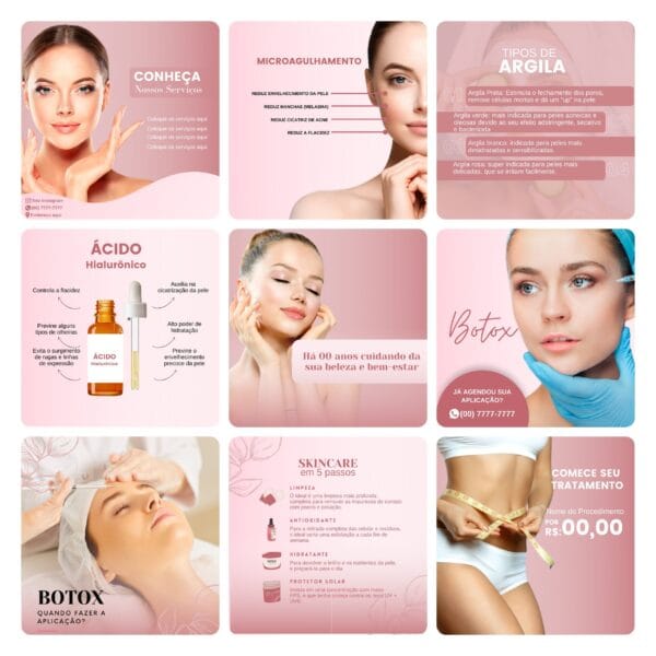 Pack Canva Estética Beleza 3.0 Template Canva 60 Artes + Bônus