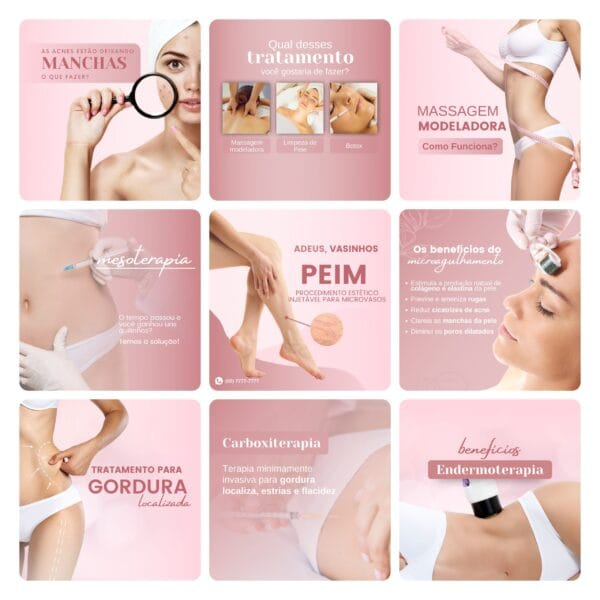 Pack Canva Estética Beleza 3.0 Template Canva 60 Artes + Bônus