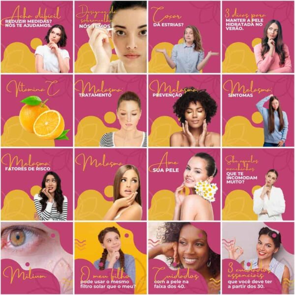 Pack Canva Estética Beleza Template Canva 200 Artes + Legendas