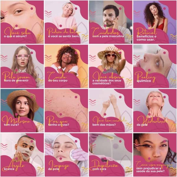 Pack Canva Estética Beleza Template Canva 200 Artes + Legendas