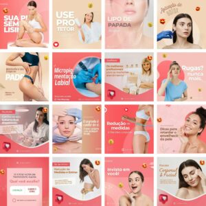 Pack Canva Estética Beleza Template Canva 40 Artes + Bônus