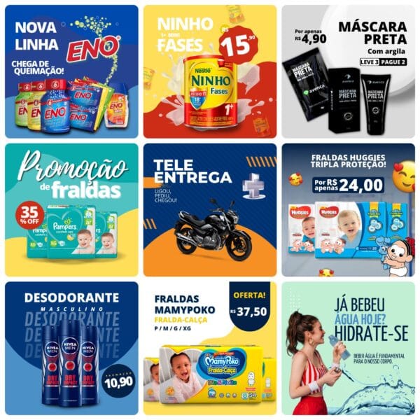 Pack Canva Farmácia Template Canva 50 Artes + Bônus