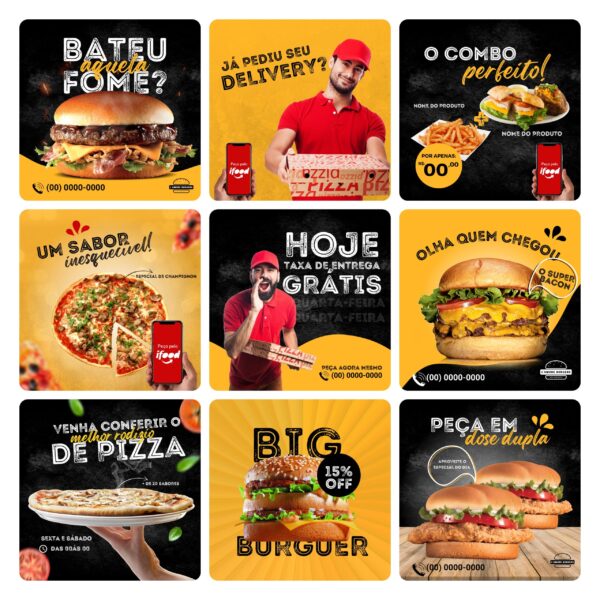 Pack Canva Fast Food Template Canva 30 Artes + Bônus