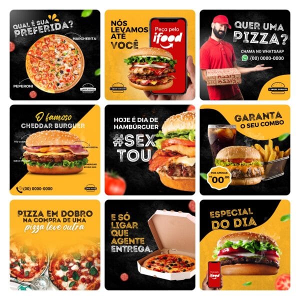 Pack Canva Fast Food Template Canva 30 Artes + Bônus